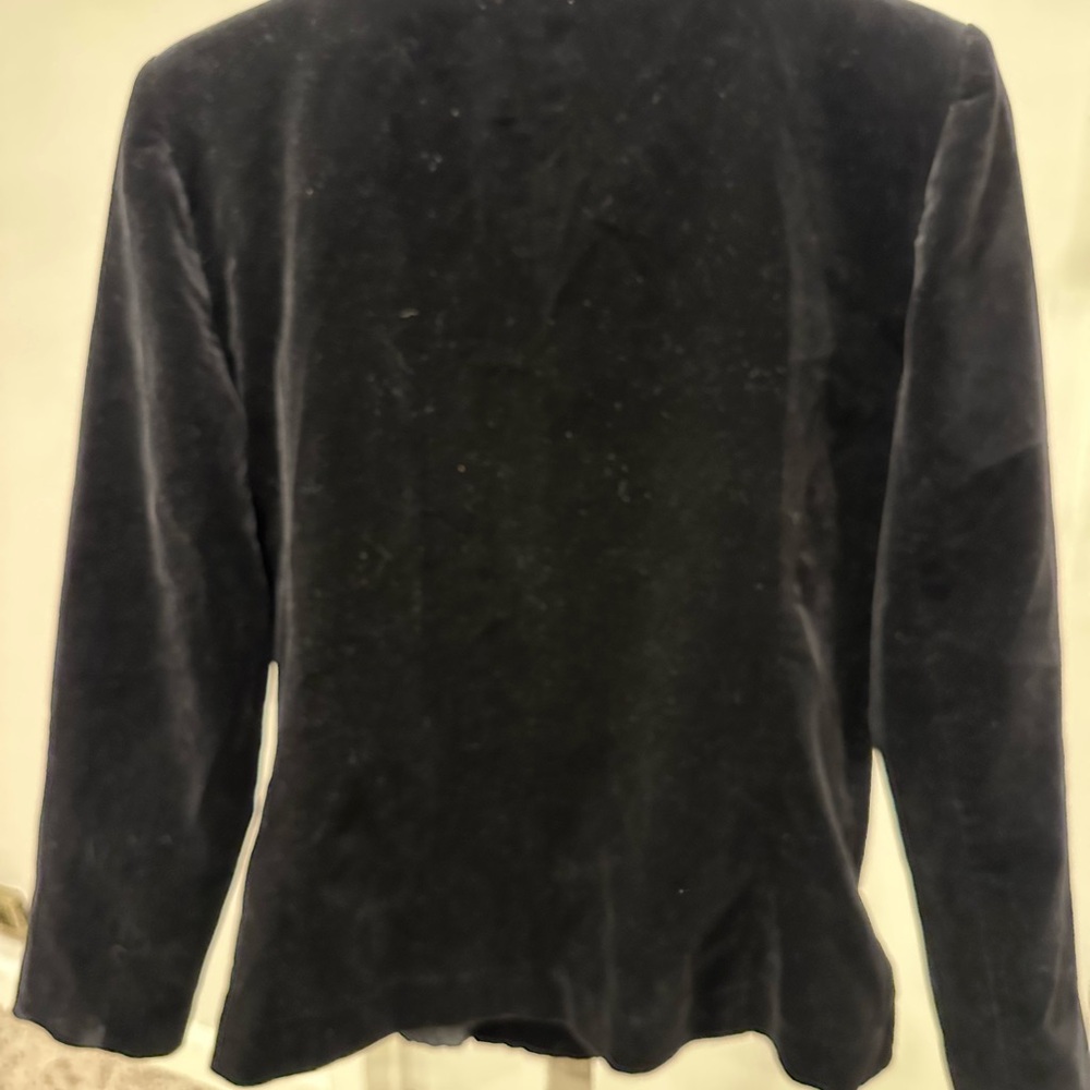 TanJay Black Velvet Minimalist Evening Blazer Jacket Medium Vintage Chic - Picture 5 of 7